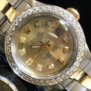 Rolex Ladies Datejust Gold Stainless Steel Oyster Perpetual Diamond Watch